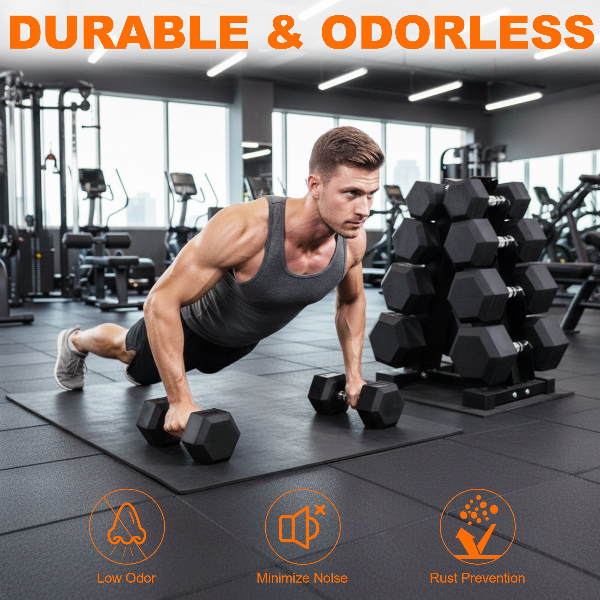 BalanceFrom Dumbbell Set with Stand, Rubber Encased Home Gym Hand Weights, 140lb