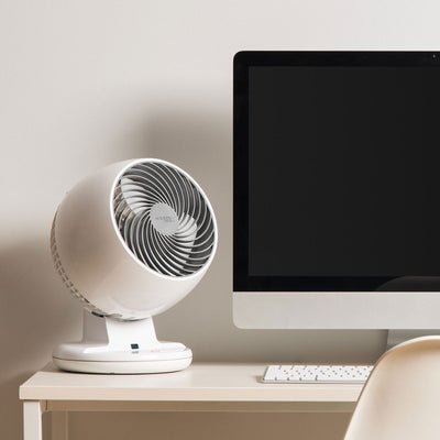 IRIS USA Remote Controlled Desktop Portable Compact Small Oscillating Fan, White