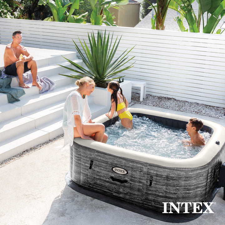 Intex PureSpa Greystone Deluxe Spa Set, 170 Bubble Jet Hot Tub with Cover, 77"x28"