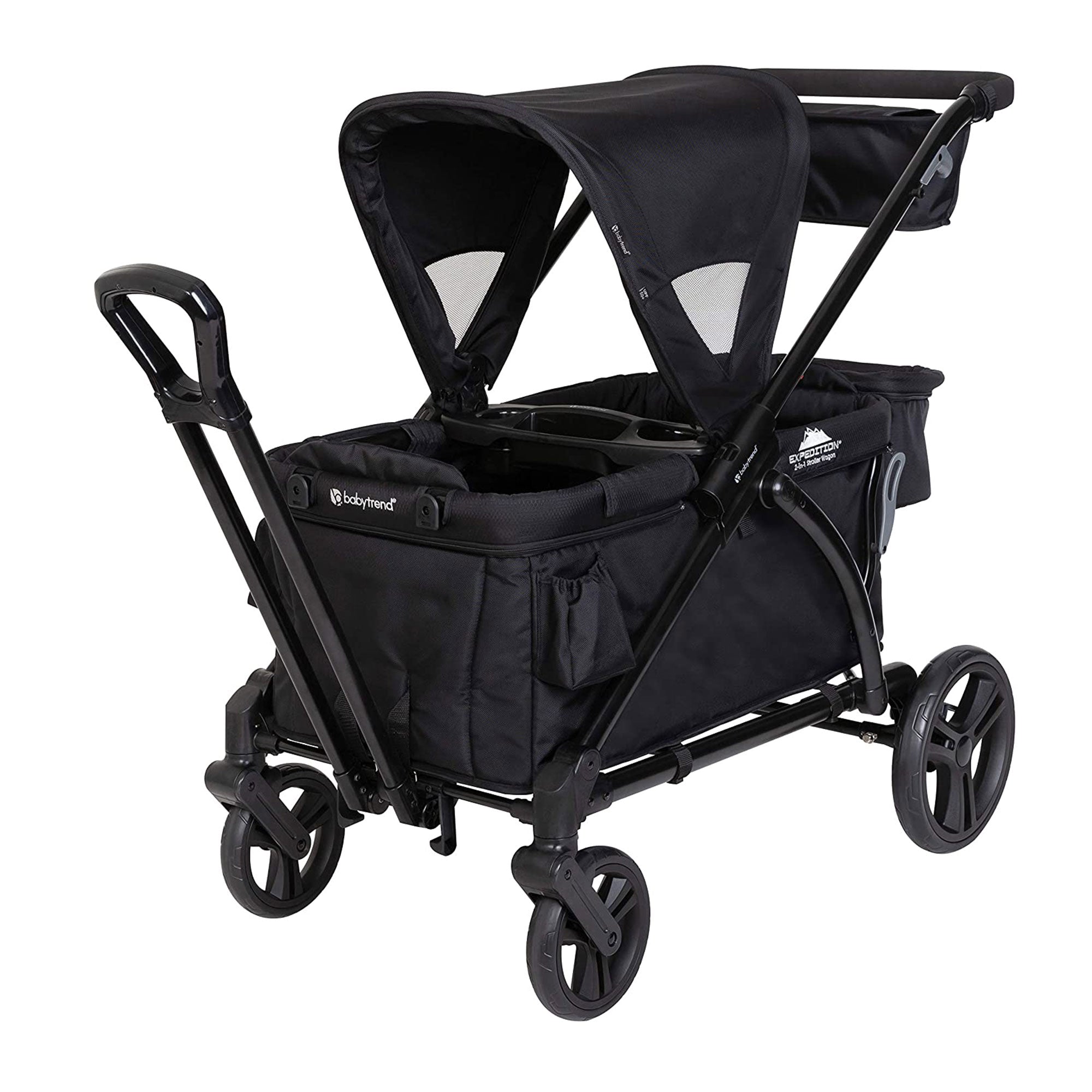 Baby Trend Expedition 2 in 1 Push or Pull Stroller Wagon Plus w/ Canopy, Black (Damaged)