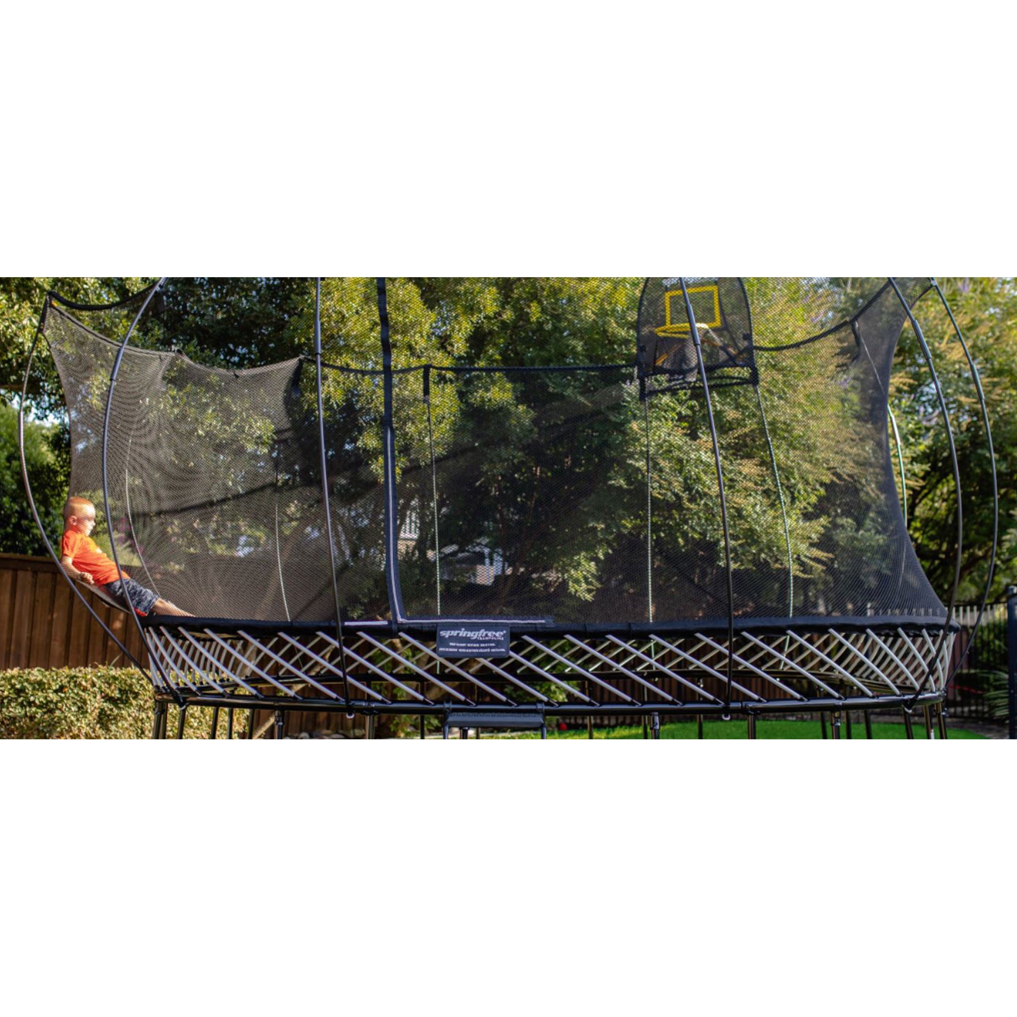 Springfree Trampoline Kids Oval 8 x 13 Ft Trampoline & FlexrHoop Basketball Game