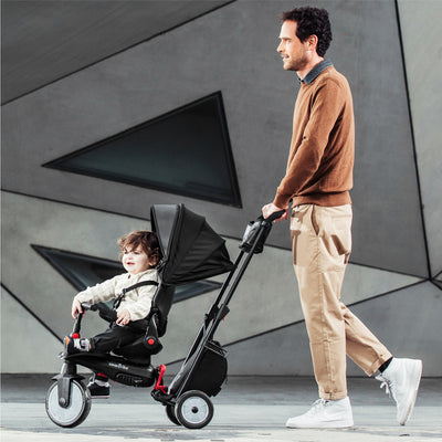 smarTrike STR7 6 in 1 Pushchair Stroller and Tricycle for 6-36 Months, Black - VMInnovations