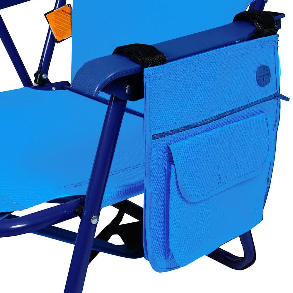 Copa Backpack Single Position Folding Aluminum Beach Chairs, Turquoise (4 Pack)