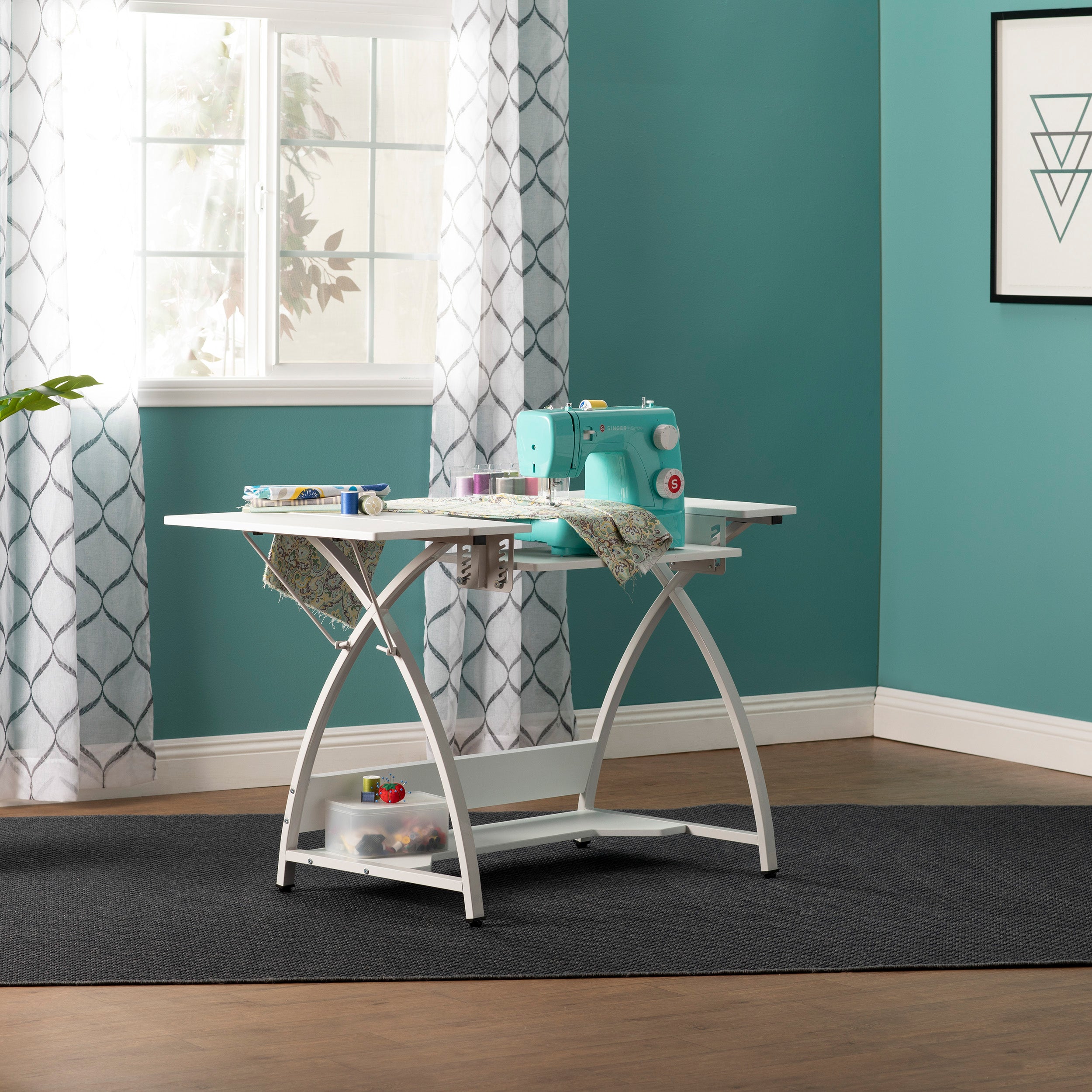 Sew Ready Venus Sewing Machine Craft Hobby Table Computer Desk, White (Used)