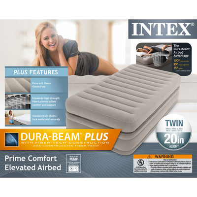 Intex Inflatable Prime Comfort Elevated Twin Airbed with Built-In Pump (3 Pack)