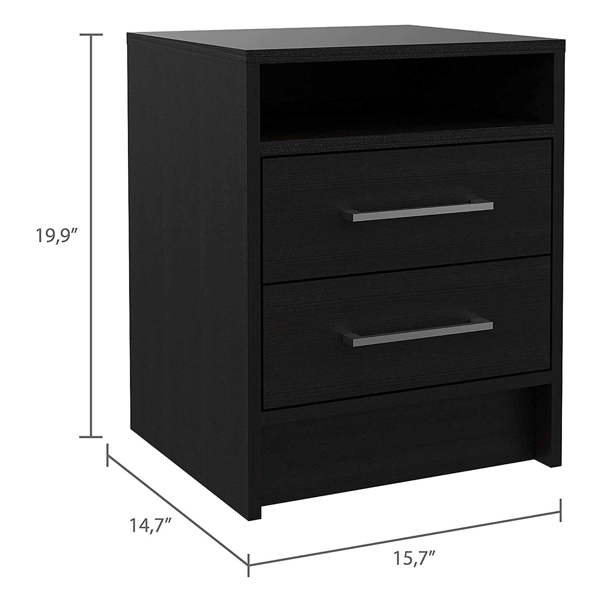 TUHOME Eter Nightstand Bedroom End Table with 2 Drawers, Espresso (2 Pack) - VMInnovations