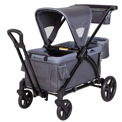 Baby Trend Expedition 2 in 1 Push or Pull Stroller Wagon Plus w/ Canopy, Grey - VMInnovations