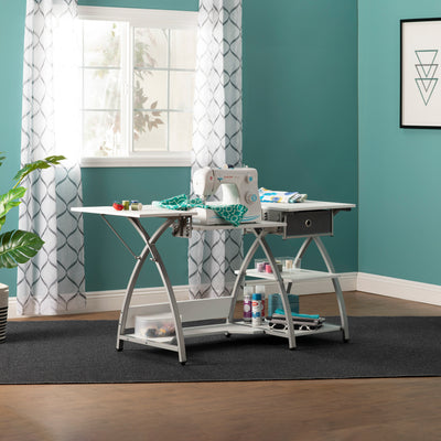 Sew Ready Venus Sewing Machine Craft Table Computer Desk, Silver (Open Box)
