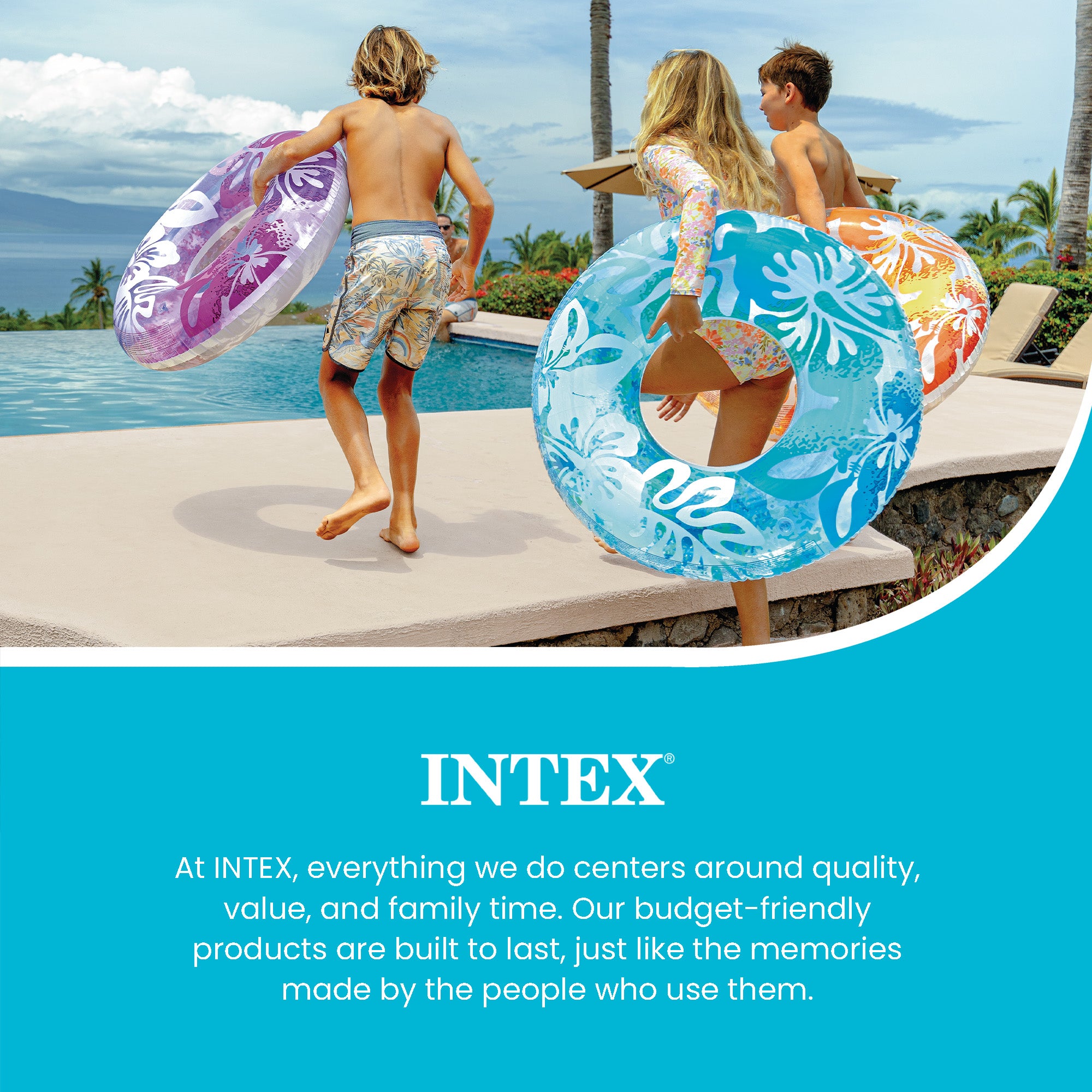 Intex 36 Inch Colorful Transparent Inflatable Swimming Pool Single Ring Float