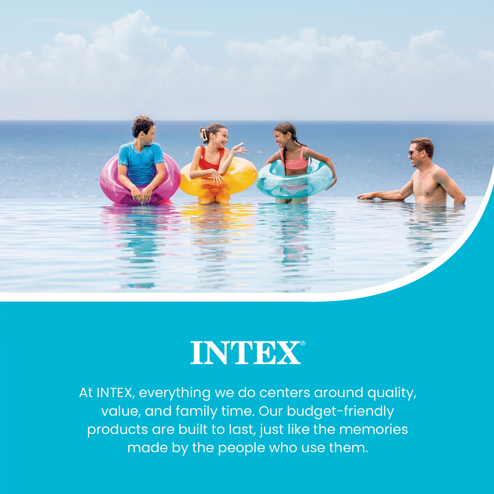 Intex 59260EP Colorful Transparent Inflatable Swimming Pool Beach Tube Raft