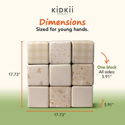 KIDKII 9 Piece Set Mini Builder Cubes Soft Foam Stackable Toddler Blocks, Beige - VMInnovations