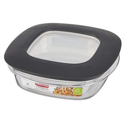 Rubbermaid 3 Cup Square Premier Plastic Storage Container w/ Lid, Clear (4 Pack)