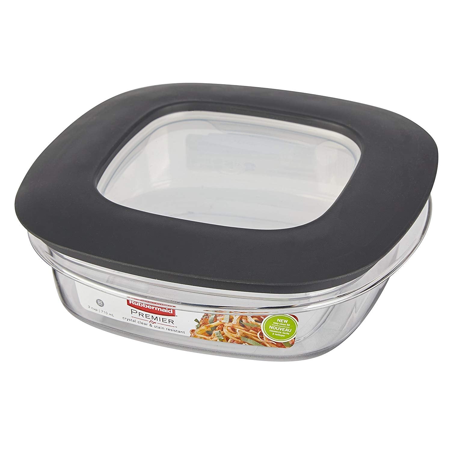 Rubbermaid 3 Cup Square Premier Plastic Storage Container w/ Lid, Clear (2 Pack)