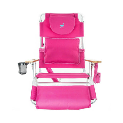 Ostrich Deluxe Padded 3-N-1 Outdoor Lounge Reclining Beach Lake Chair, Pink (4 Pack)