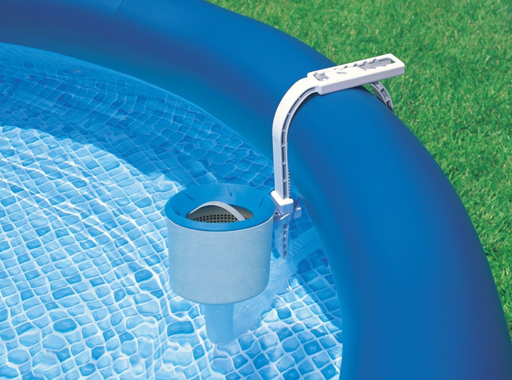 Intex Above Ground Pool Sand Filter Pump Bundled w/ Wall Mount Automatic Skimmer