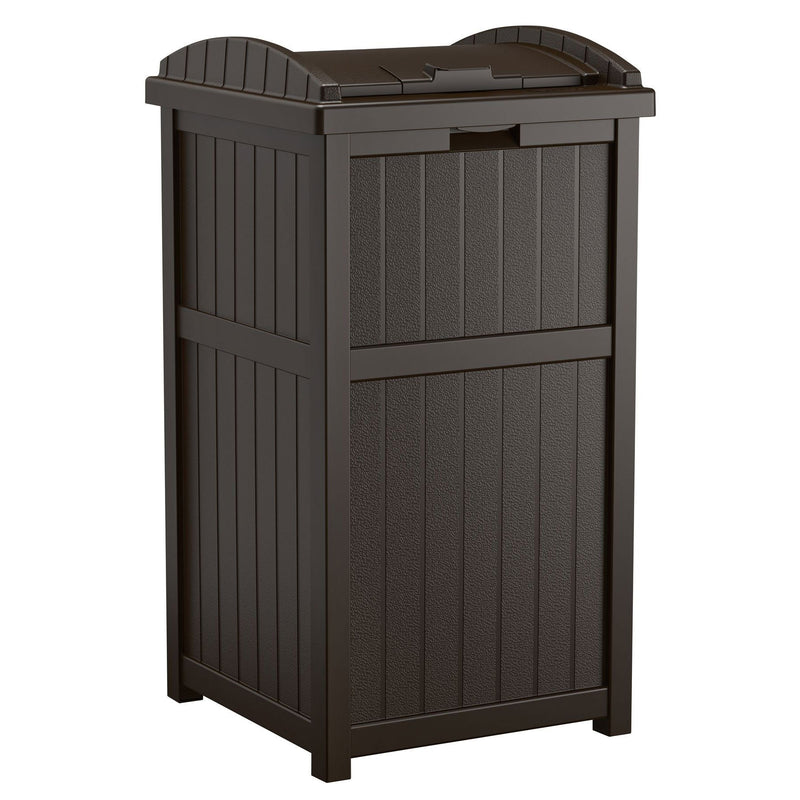 Suncast 33 Gal Hideaway Outdoor Trash Can and 73 Gal Waterproof Outdoor Deck Box