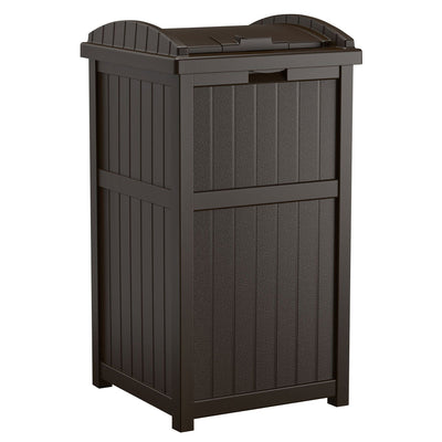 Suncast Trash Hideaway Outdoor 33 Gallon Garbage Waste Can Bin, Java (10 Pack)