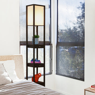 Brightech Maxwell Standing Tower Floor Lamp with Shelves, Black (Open Box) - VMInnovations