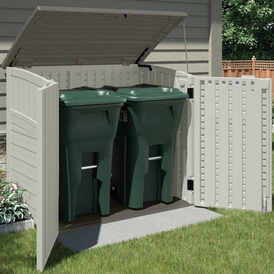 Suncast 34 Cubic Feet Horizontal Backyard Storage Stow Away Shed, Ivory (4 Pack) - VMInnovations