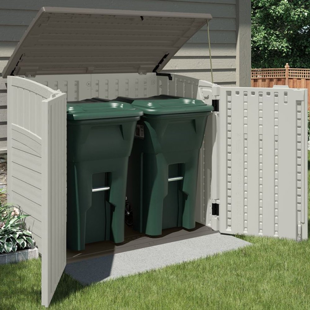 Suncast Resin Versatile Vertical Storage Shed Building & Horizontal Storage Shed - VMInnovations