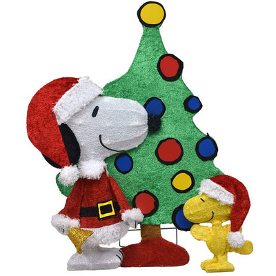 ProductWorks Peanuts 32" Snoopy & Woodstock Lit Tree Yard Decoration (Open Box)