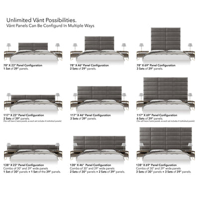 Vant 39 x 46 Inch Upholstered Wall Panels, Micro Suede Charcoal Grey (4 Pack)
