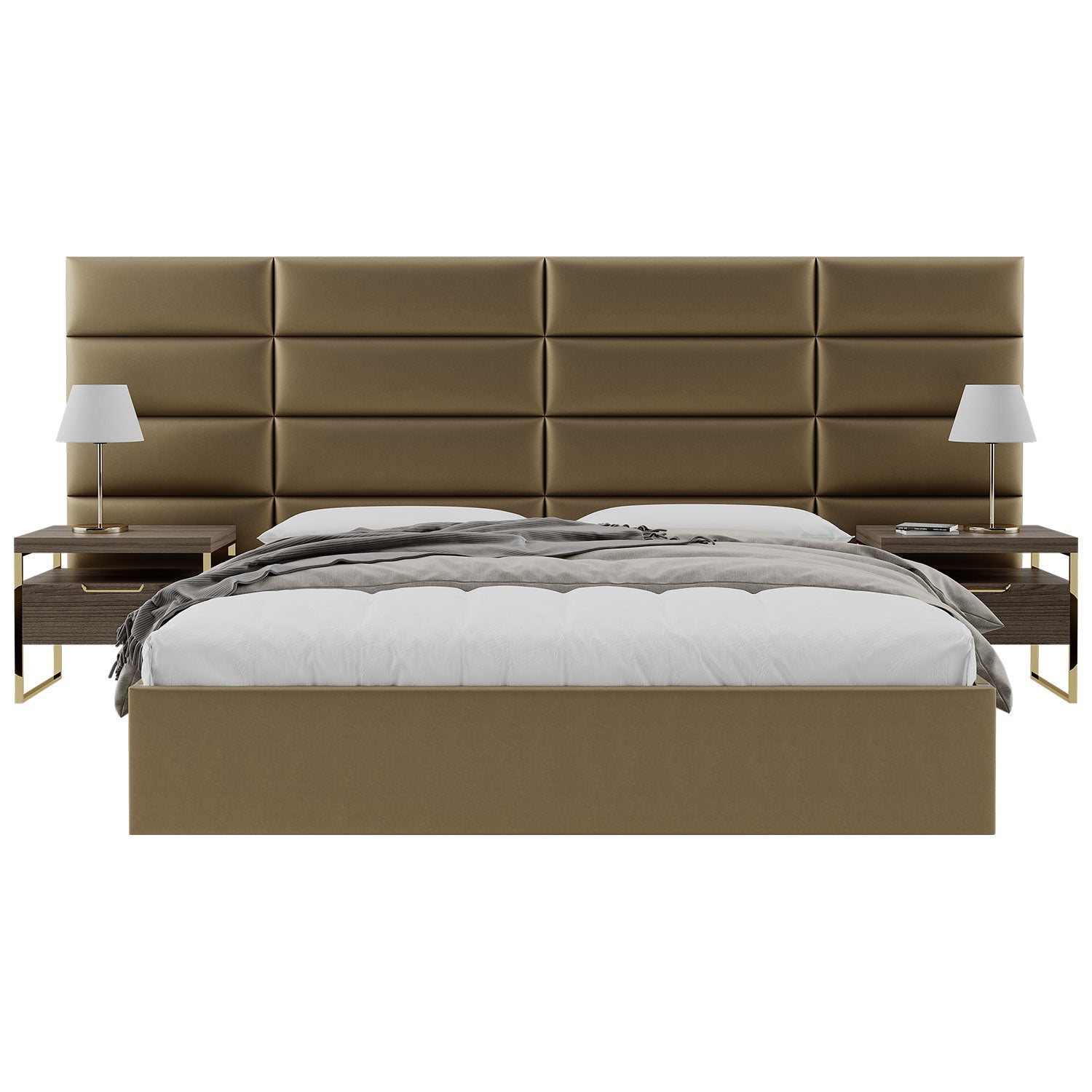 Vant 39 x 46 Inch Floating Upholstered Décor Wall Panels, Metallic Gold (4 Pack)