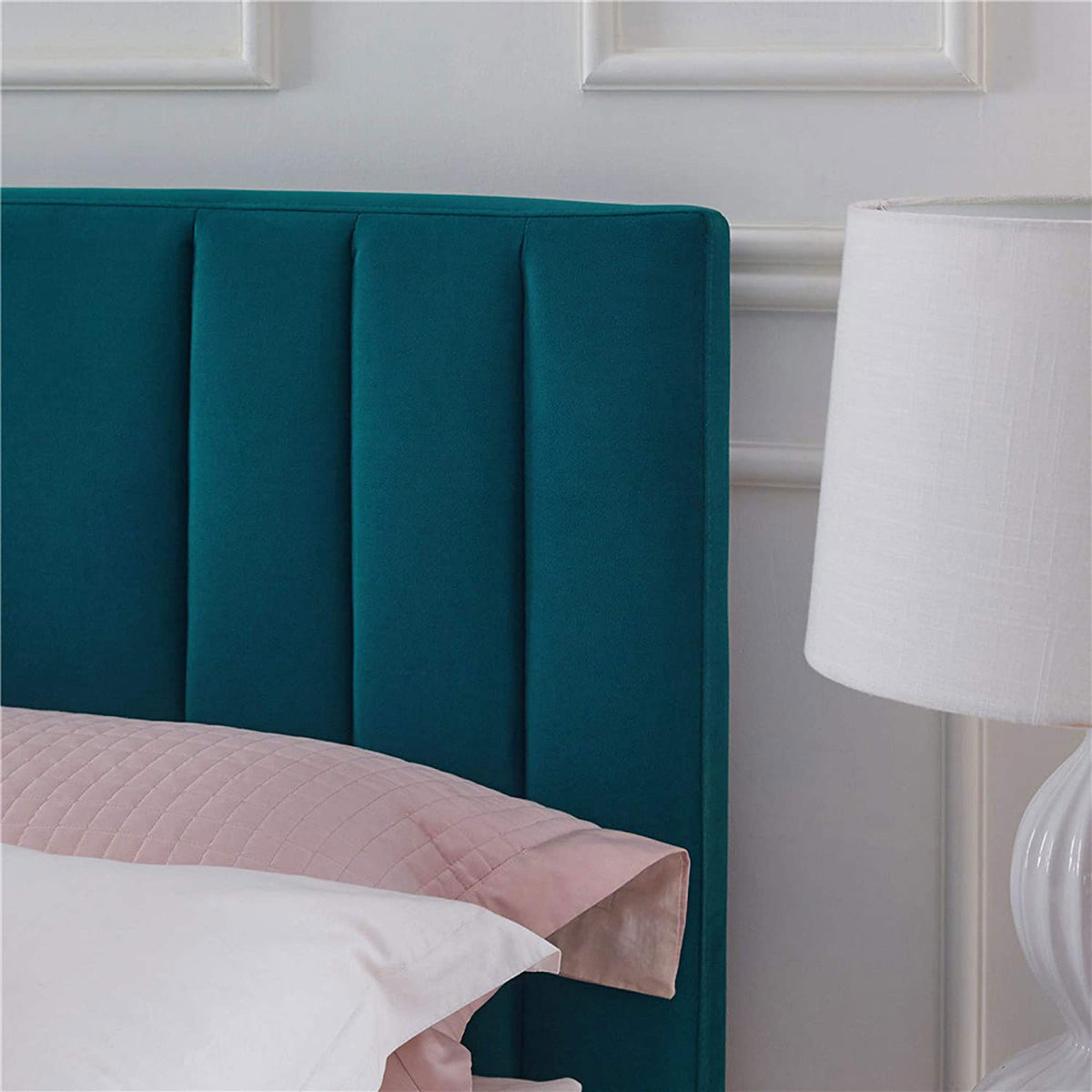 Classic Brands Chicago Modern Tufted Upholstered Platform Bed Frame, Full, Teal