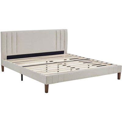 Classic Brands Chicago Modern Tufted Upholstered Platform Bed Frame, King, Shell