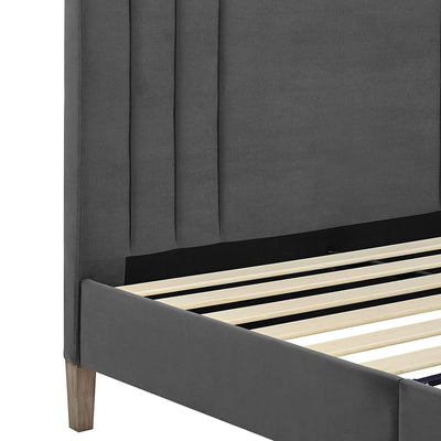 Classic Brands Chicago Tufted Upholstered Platform Bed Frame, King, Dark Grey