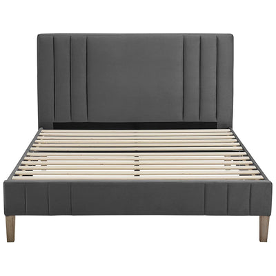Classic Brands Chicago Tufted Upholstered Platform Bed Frame, Full, Dark Grey