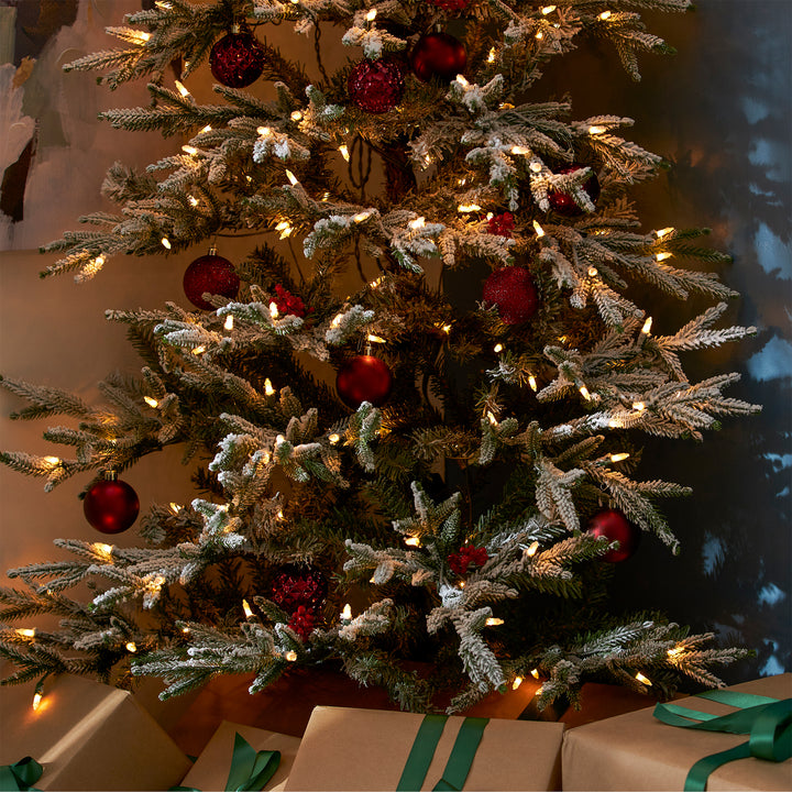 Snowy Montgomery 7 Ft Prelit Flocked Corner Christmas Tree (Used) - VMInnovations