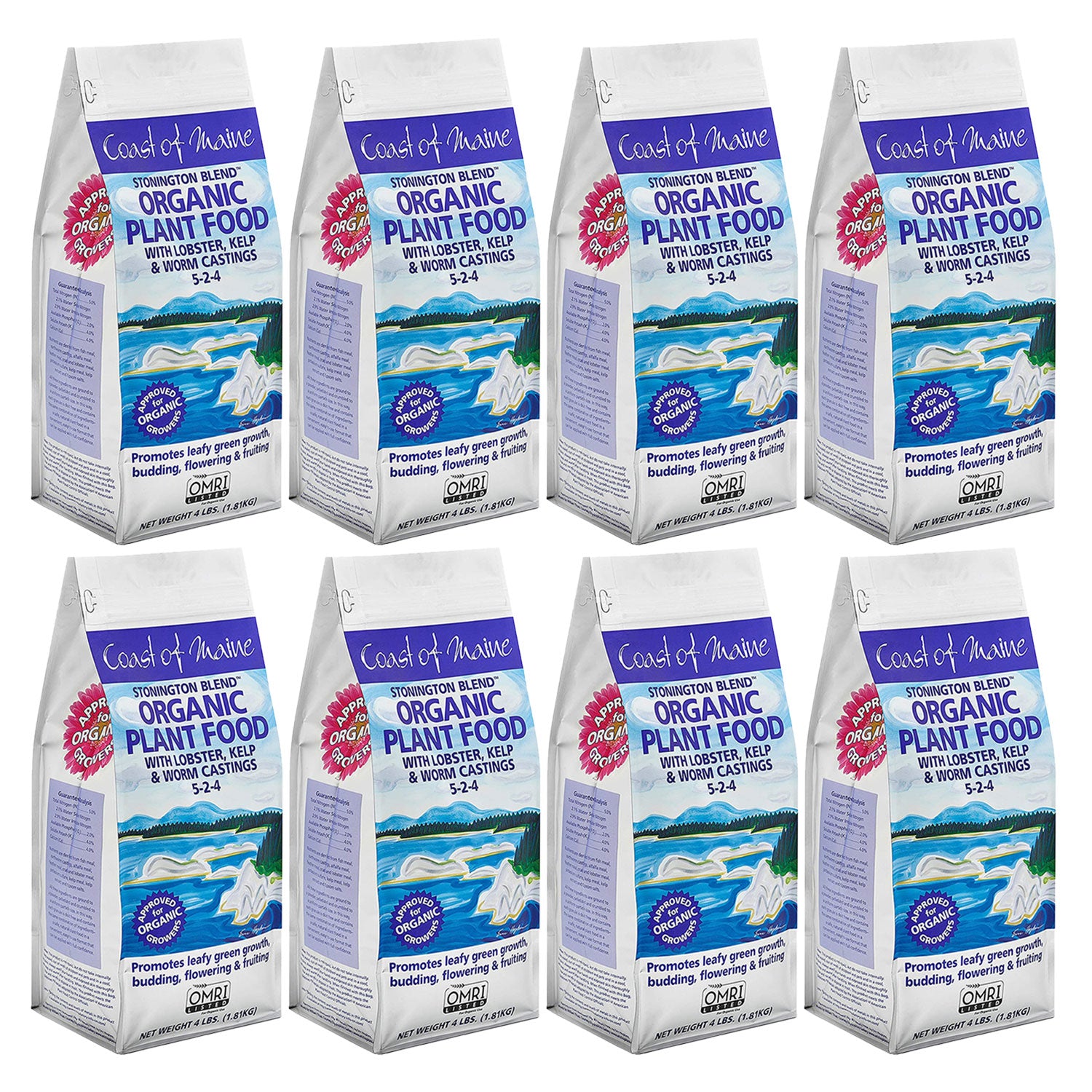 Coast of Maine Organic Stonington Blend Plant Food, 4 Pound Bag (8 Pack) - VMInnovations