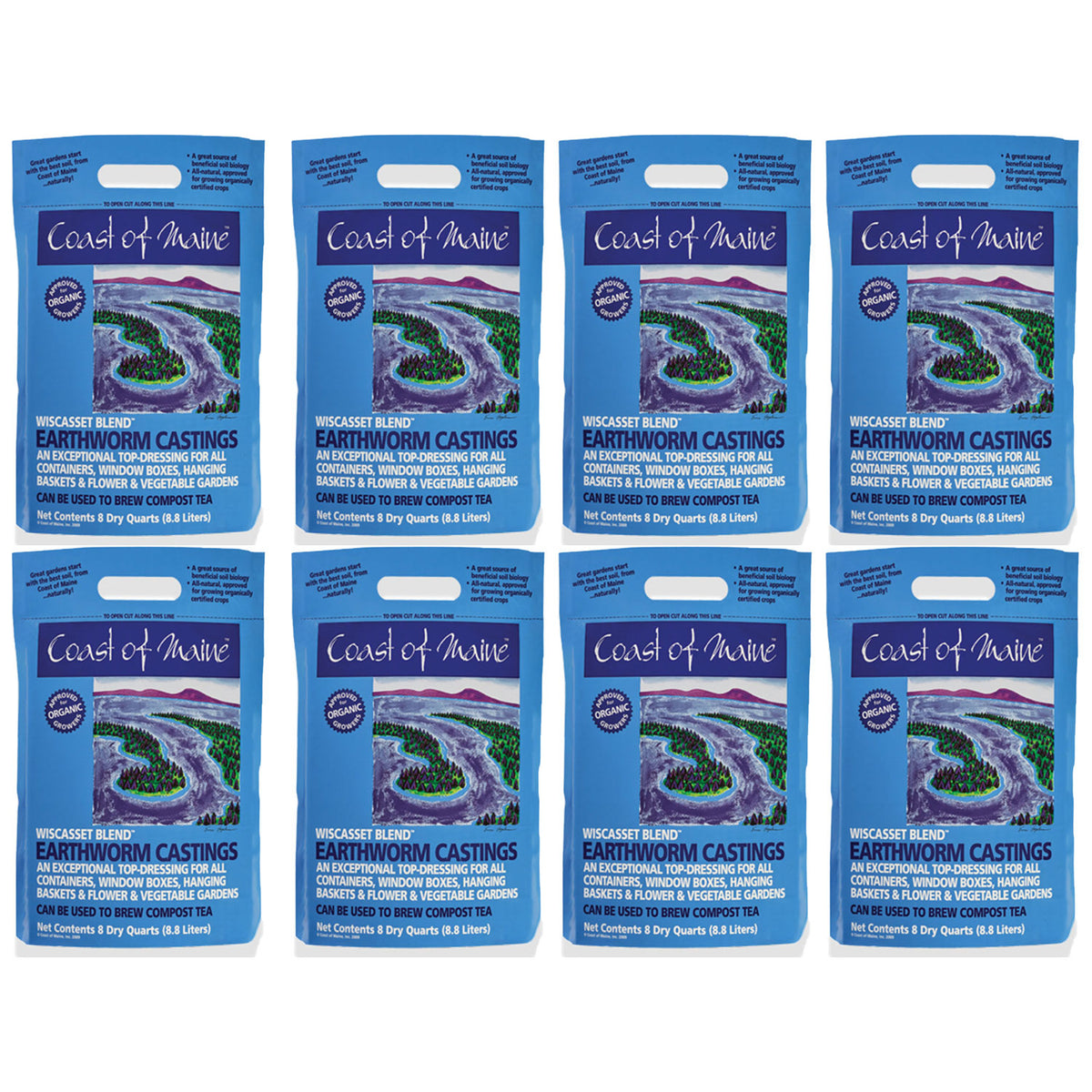 Coast of Maine Wiscasset Blend Earthworm Potting Soil, 8 Quart Bag (8 Pack)