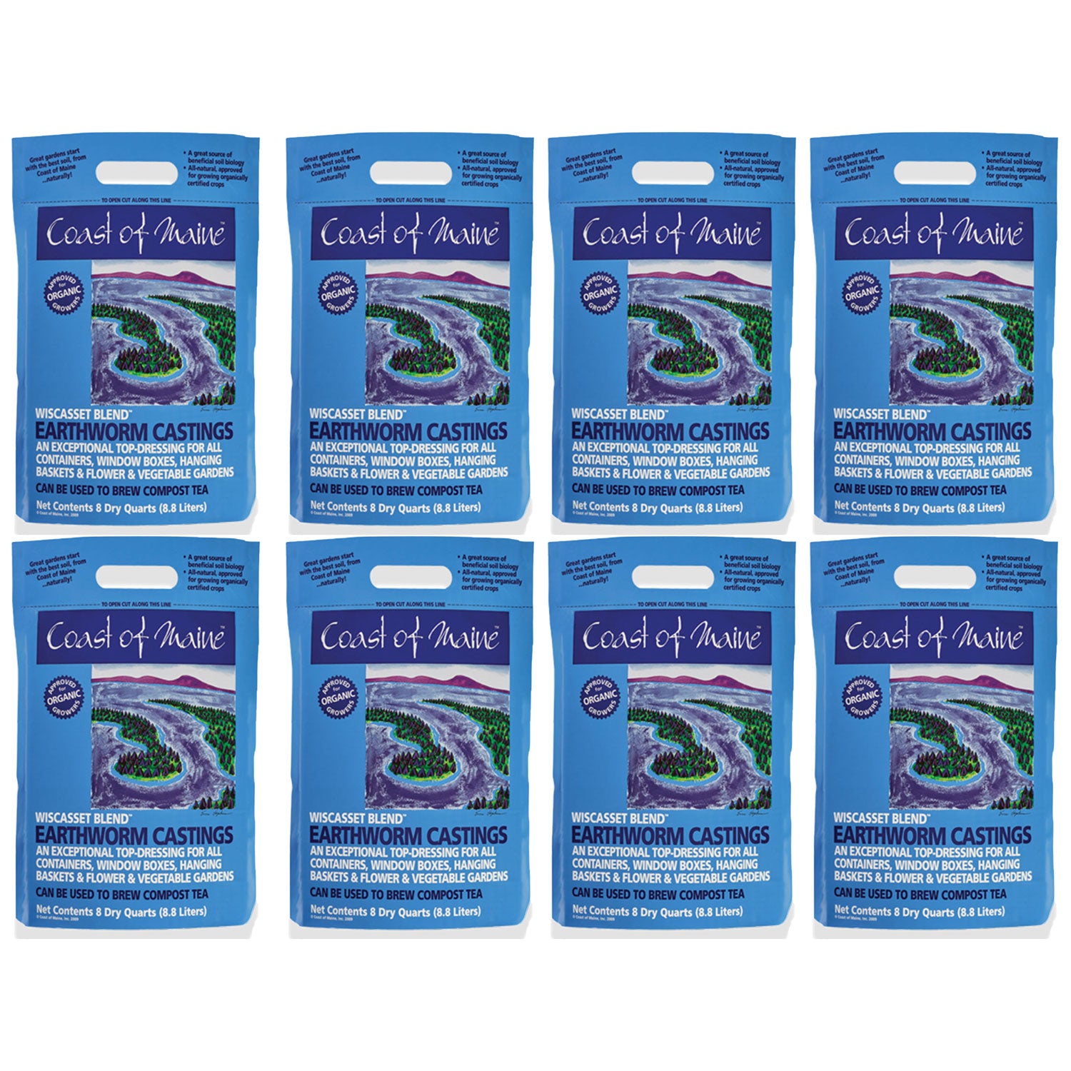 Coast of Maine Wiscasset Blend Earthworm Potting Soil, 8 Quart Bag (8 Pack) - VMInnovations