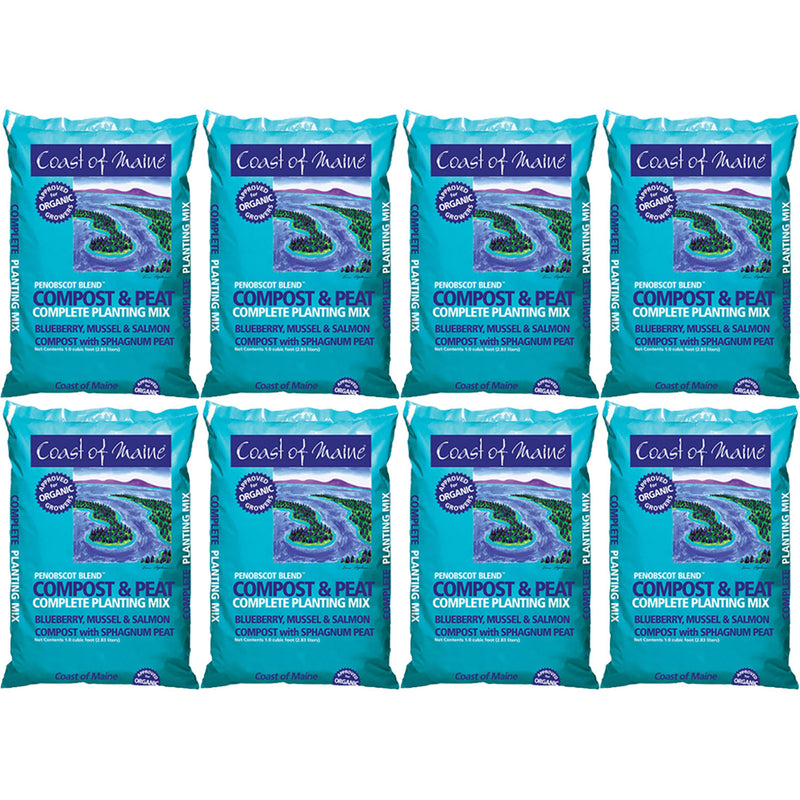 Coast of Maine Compost and Peat Organic Plant Mix, 1 Cubic Foot (8 Pack)