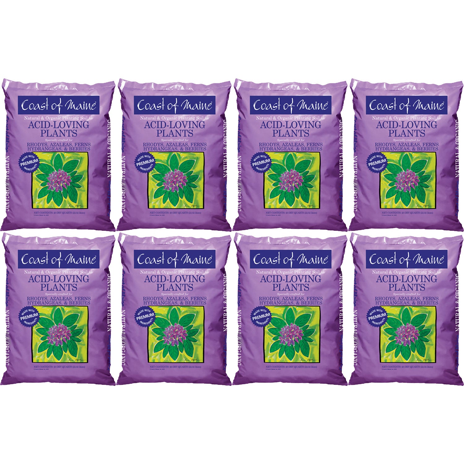 Coast of Maine Organic Potting Soil for Acid Loving Plants, 20 Qt Bag (8 Pack) - VMInnovations