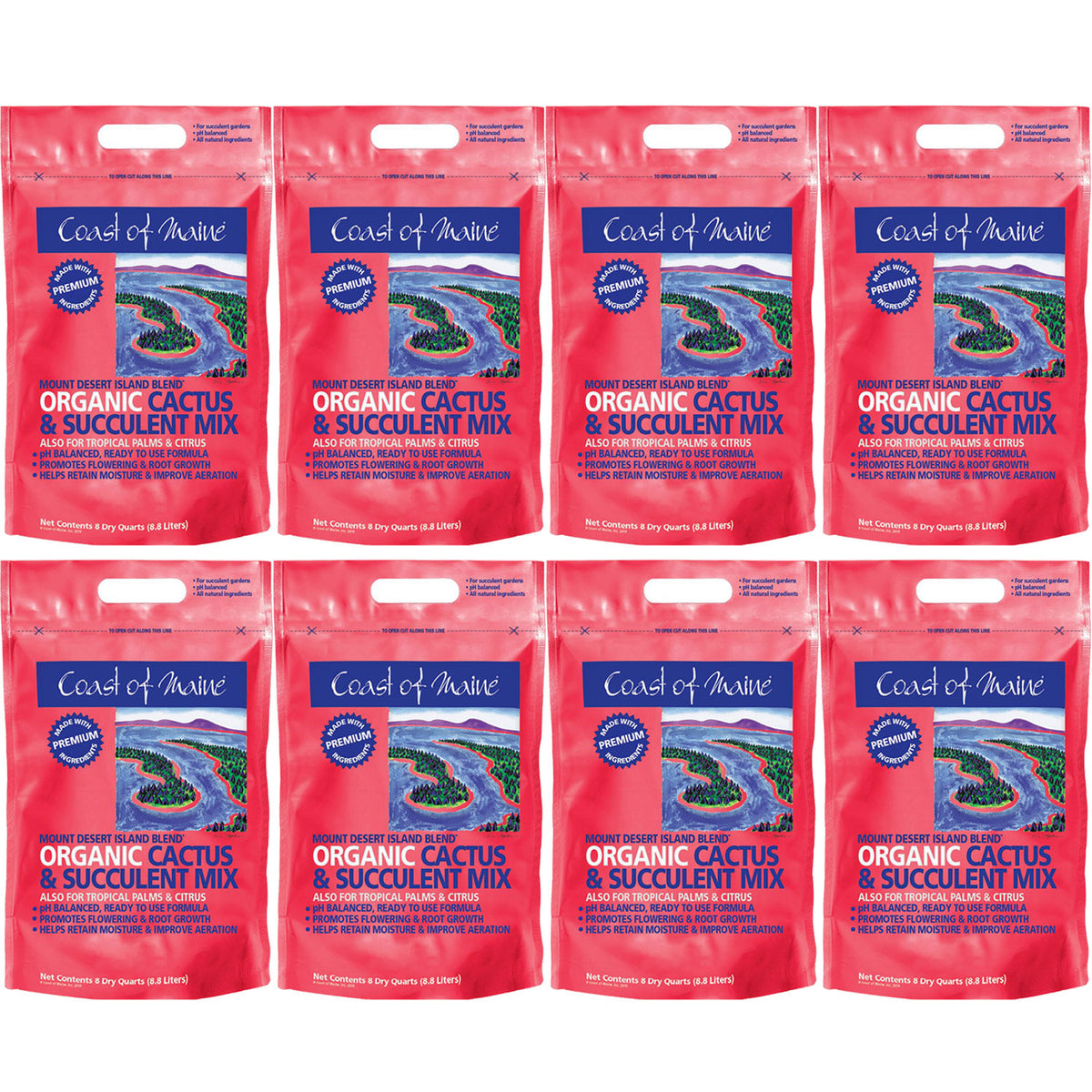 Coast of Maine Mount Desert Organic Cactus Succulent Mix, 8 Quarts (8 Pack)
