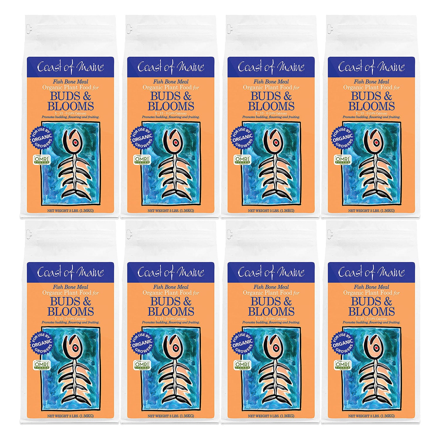 Coast of Maine Fish Bone Meal Pack Organic Potting Soil, 3 LB Bag (8 Pack) - VMInnovations