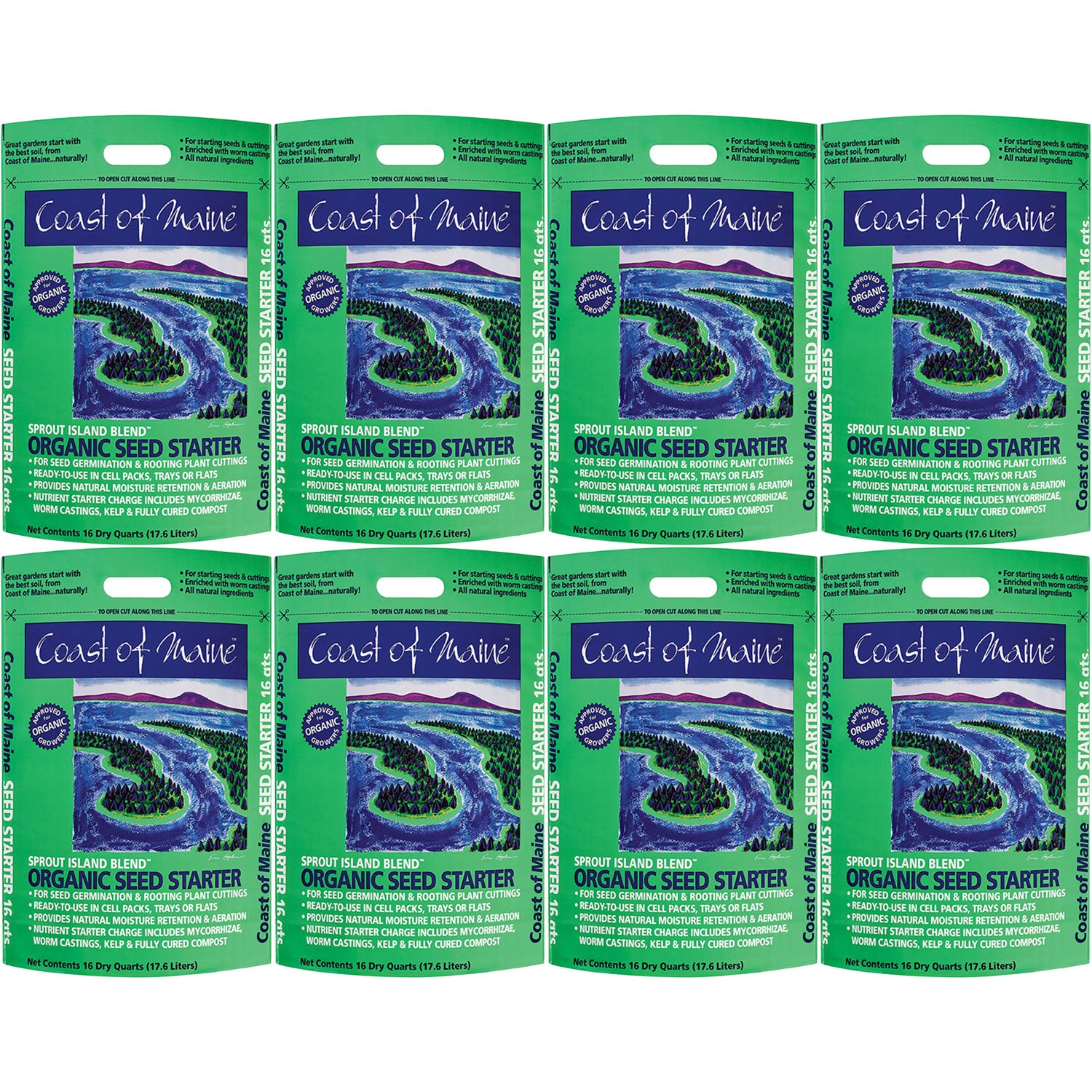 Coast of Maine Organic Seed Starter for Root Plant Cuttings, 16 Qt (8 Pack) - VMInnovations