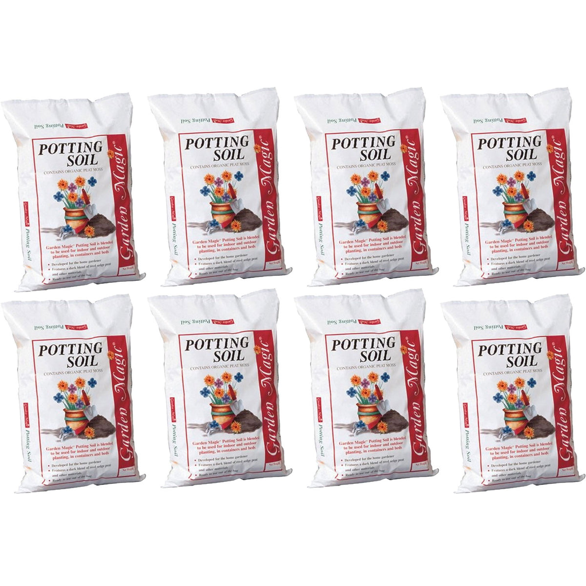 Michigan Peat 5720 Garden Magic General Purpose Potting Soil Mix, 20 lb, 8 Pack