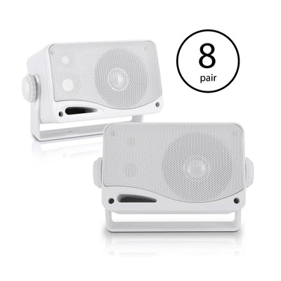 Pyle PLMR24 3.5 Inch 3 Way Marine Audio Speakers Outdoor Weatherproof (8 Pair)