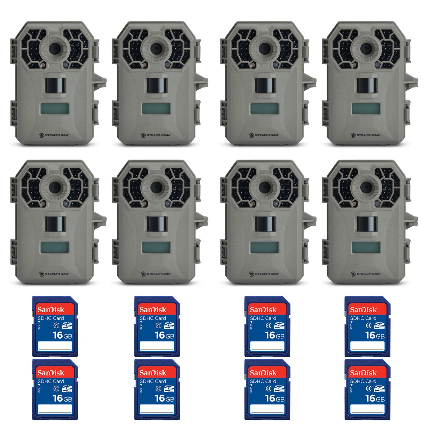 Stealth Cam 10MP Game Camera (Certified Refurbished)(8 Pk) + 16GB SD Card (8 Pk)