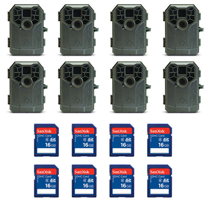 Stealth Cam 10 MP Game Camera (8 Pack) & SanDisk 16GB SD Memory Card (8 Pack) - VMInnovations