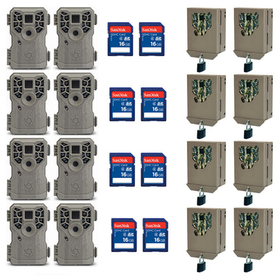 Stealth Cam 8MP Game Camera (8 pk) + 16GB SD Card (8 pk) + Security Box (8 pk)