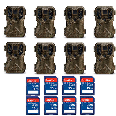 Stealth Cam 8MP IR Trail Camera (8 Pack) & SanDisk 16GB SD Memory Card (8 Pack) - VMInnovations