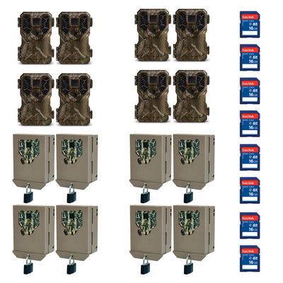 Stealth Cam GSM 8MP No Glo Mini Infrared Game Camera w/ Lockbox & SD (8 Pack)