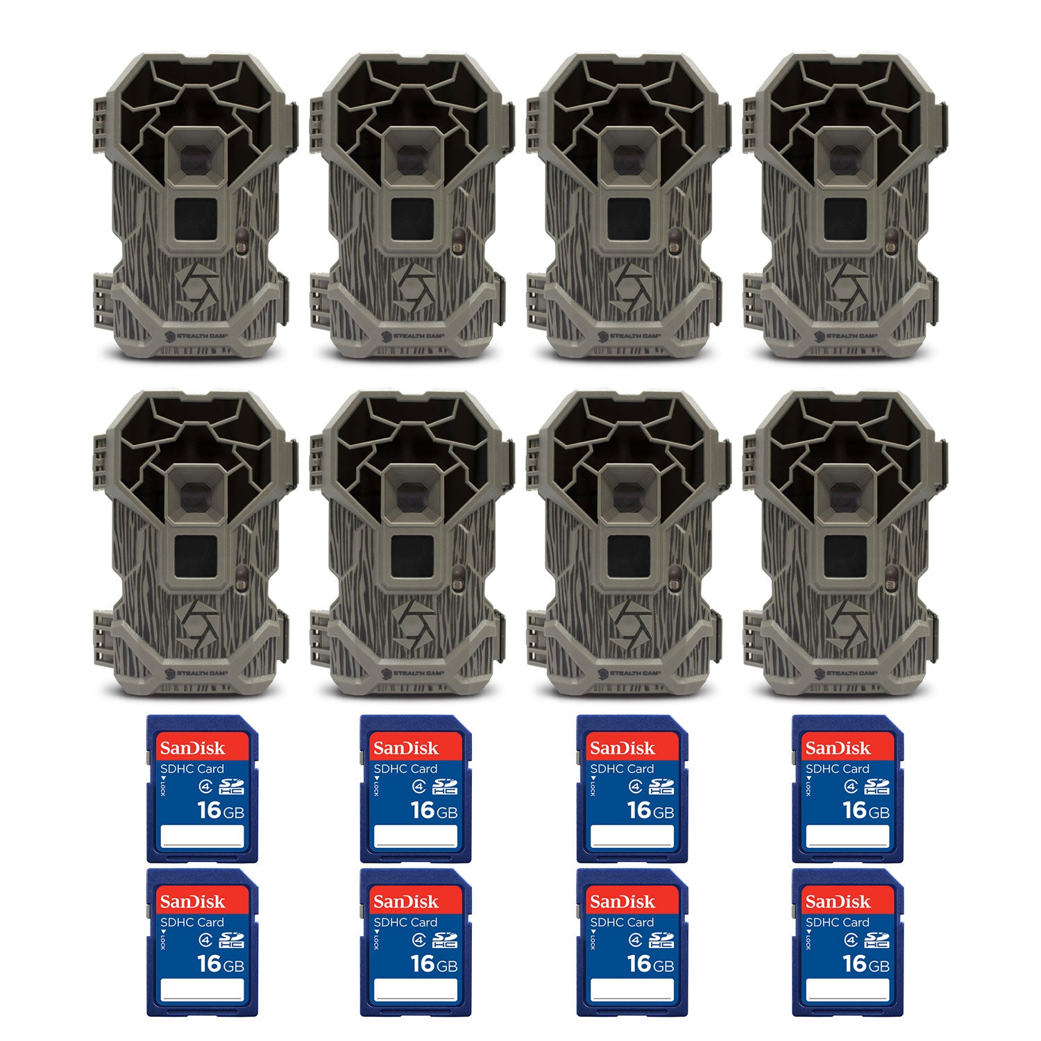 Stealth Cam Hunting Game Trail Camera (8 pack) + 16GB Memory Card (8 pack)