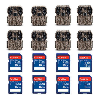 Stealth Cam 10MP Trail Camera (8 Pack) & SanDisk 16GB SD Memory Card (8 Pack)