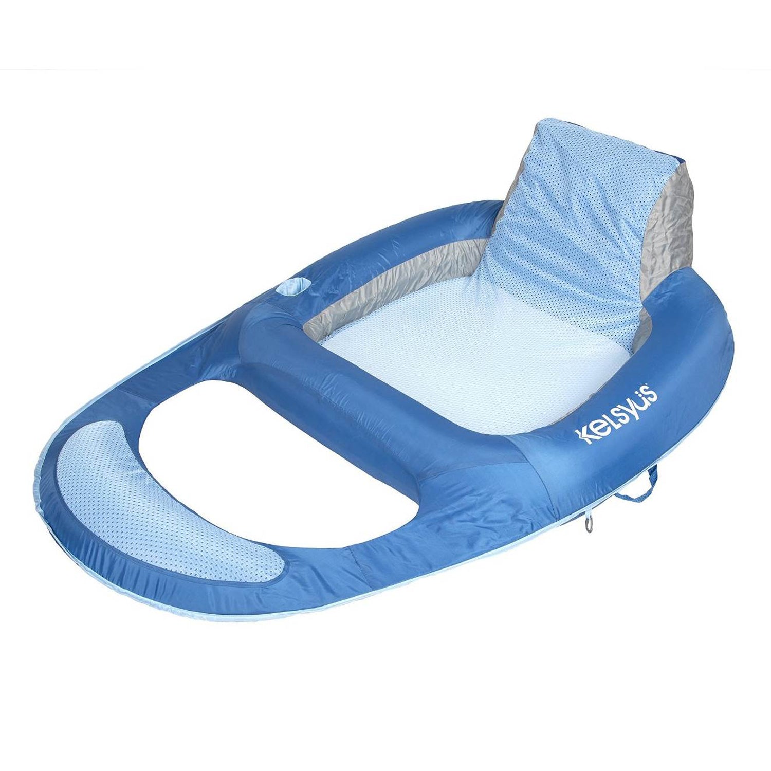 Kelsyus Floating Pool Lounger Chaise Inflatable Chair w/Cup Holder, Blue (4Pack) - VMInnovations